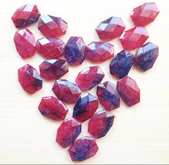Red & Blue Watercolor Large Beads - Purple Swirl - Faceted Nugget Bead - FLAT RATE SHIPPING 34mmx24mm