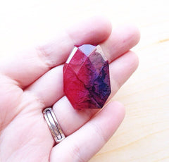 Red & Blue Watercolor Large Beads - Purple Swirl - Faceted Nugget Bead - FLAT RATE SHIPPING 34mmx24mm