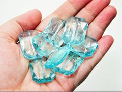 Light Blue Large Translucent Beads - Faceted Nugget Bead - FLAT RATE SHIPPING 30mmx22mm