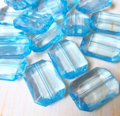Light Blue Large Translucent Beads - Faceted Nugget Bead - FLAT RATE SHIPPING 30mmx22mm