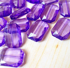Purple Large Translucent Beads - Faceted Nugget Bead - FLAT RATE SHIPPING 30mmx22mm