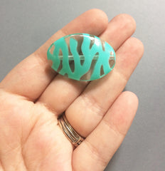 Large Mint Green animal print beads - green beads for jewelry making - tiger cougar cat stripe - team jewelry