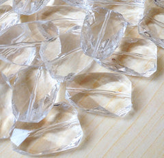 Clear Faceted 40mm acrylic beads - chunky craft supplies for wire bangle or jewelry making