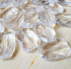 Clear Faceted 40mm acrylic beads - chunky craft supplies for wire bangle or jewelry making