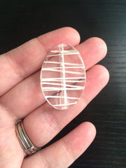 Clear Oval Beads handpainted with white stripes - 36mm bangle, statement necklace, or earring beads
