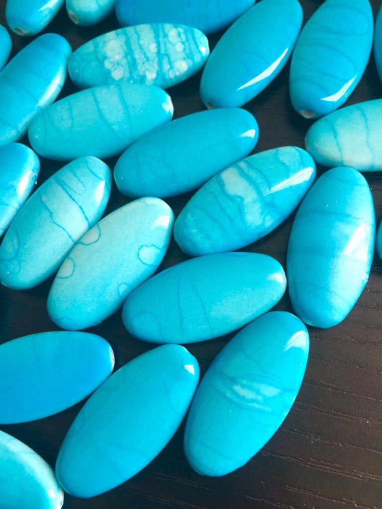 Blue Water Mermaid 35mm Bead - Oval Nugget Bead - Bangle or Jewelry Making, bangle beads, mermaid jewelry, blue beads