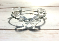 Bow Tie Beads 12x12mm clear Bead - FLAT RATE SHIPPING - Translucent Jewelry Making - Gold or Silver Wire Bangles