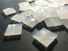 Marshmellow white Large Translucent Beads - Faceted Square Bead - 26mm - Bangle Necklace Earring Jewelry Making Beads