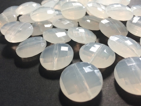 White Large Translucent Beads - 21mm Faceted circle round Bead - FLAT RATE SHIPPING - Jewelry Making - Wire Bangles