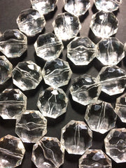 Clear Large Translucent Beads - Faceted Octogon Bead - 26mm - Bangle Necklace Earring Jewelry Making Beads
