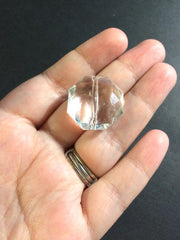 Clear Large Translucent Beads - Faceted Octogon Bead - 26mm - Bangle Necklace Earring Jewelry Making Beads