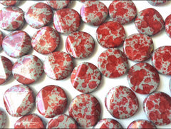 Freckled RED Beads - Circular 26x26mm Large faceted acrylic nugget beads for bangle or jewelry making