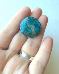 Freckled TURQUOISE Beads - Circular 26x26mm Large faceted acrylic nugget beads for bangle or jewelry making blue