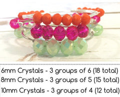 8mm Mint & Silver Ombre Glass Crystals - Set of 15 Beads for Wire Bangle Bracelet - Faceted Beads - Jewelry Making Bangle Bracelet