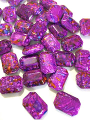 Freckled PURPLE Beads - Octogon 24x16mm Large faceted acrylic nugget beads for bangle or jewelry making