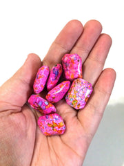 Painted LIGHT PINK Beads - Octogon 24x16mm Large faceted acrylic nugget beads for bangle or jewelry making