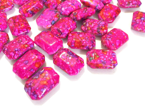 Painted DARK PINK Beads - Octogon 24x16mm Large faceted acrylic nugget beads for bangle or jewelry making