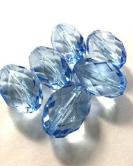 30x20mm Radiant Collection in SKY BLUE - Faceted Oval Acrylic Beads for Bangles or Jewelry Making - Craft Supplies Necklace Chunky Bead