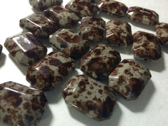 Freckled CHOCOLATE BROWN Beads - Octogon 24x16mm Large faceted acrylic nugget beads for bangle or jewelry making
