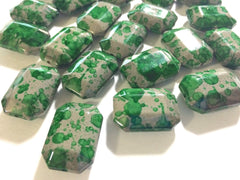 Freckled GREEN Beads - Octogon 24x16mm Large faceted acrylic nugget beads for bangle or jewelry making
