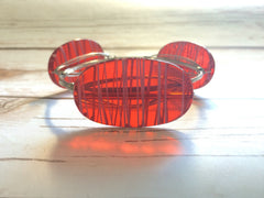 XL red Painted 45mm beads, red beads pink stripes, oval beads, large red beads, striped beads, acrylic red beads, red bracelet, red bangle
