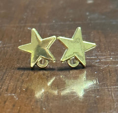 Gold smooth STAR 11mm post earring blanks, gold earring, gold stud earring, gold jewelry, gold dangle earring making diamond metallic