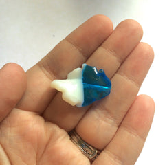 Glass Leaf Bead, Blue Bead, White Bead, Blue & White bead, fall bead, glass beads, bangle beads, blue glass beads, white glass, 31x22mm