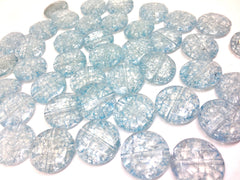 Ice Blue Circular Acrylic Beads, 20mm Beads, round beads, blue beads, Dinosaur Egg crackle beads, light blue beads, blue wire bangle beads