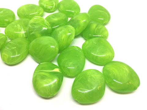 Key Lime Green 31mm acrylic beads, chunky statement necklace, wire bangle, jewelry making, QUEEN Collection, oval beads, large green beads