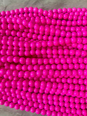 Painted Glass Round Bead Strands, Hot pink Jade Glass Beads Strands, Circle Round Hot Pink 8mm, sale clearance beads 100pcs/strand