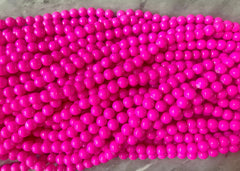 Painted Glass Round Bead Strands, Hot pink Jade Glass Beads Strands, Circle Round Hot Pink 8mm, sale clearance beads 100pcs/strand