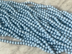 Painted Glass Round Bead Strands, Slate Blue Gray Glass Beads Strands, Circle Round Blue Gray 8mm, sale clearance beads 100pcs/strand