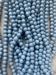 Painted Glass Round Bead Strands, Slate Blue Gray Glass Beads Strands, Circle Round Blue Gray 8mm, sale clearance beads 100pcs/strand