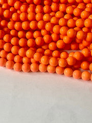 Painted Glass Round Bead Strands, Shocking Orange Jade Glass Beads Strands, Circle Round Orange 8mm, sale clearance beads 100pcs/strand