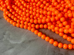 Painted Glass Round Bead Strands, Shocking Orange Jade Glass Beads Strands, Circle Round Orange 8mm, sale clearance beads 100pcs/strand