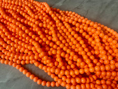 Painted Glass Round Bead Strands, Shocking Orange Jade Glass Beads Strands, Circle Round Orange 8mm, sale clearance beads 100pcs/strand