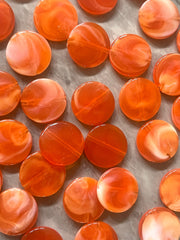 Clementine orange circles, 21mm orange beads, round beads, halloween jewelry big orange beads, chunky craft supplies for wire bangle jewelry