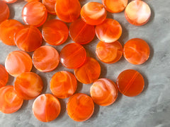 Clementine orange circles, 21mm orange beads, round beads, halloween jewelry big orange beads, chunky craft supplies for wire bangle jewelry