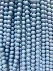 Painted Glass Round Bead Strands, Slate Blue Gray Glass Beads Strands, Circle Round Blue Gray 8mm, sale clearance beads 100pcs/strand