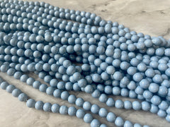 Painted Glass Round Bead Strands, Slate Blue Gray Glass Beads Strands, Circle Round Blue Gray 8mm, sale clearance beads 100pcs/strand