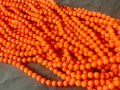 Painted Glass Round Bead Strands, Shocking Orange Jade Glass Beads Strands, Circle Round Orange 8mm, sale clearance beads 100pcs/strand