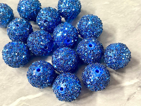 Royal Blue Confetti chunky beads, 20mm colorful round bubblegum jewelry making beads, bubble girls necklace bracelet earrings