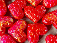 Hearts in Heart 30mm acrylic beads, Red chunky craft supplies wire bangle jewelry making love beads heart jewelry Valentine’s Day love