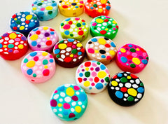 Rainbow Cobblestone Circle beads, chunky craft supplies wire bangle making round resin jewelry pen girls bubblegum pink black white 22mm