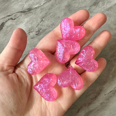 Hearts in Heart 30mm acrylic beads, Pink Resin shimmer chunky craft supplies wire bangle jewelry making love jewelry Valentine’s Day love