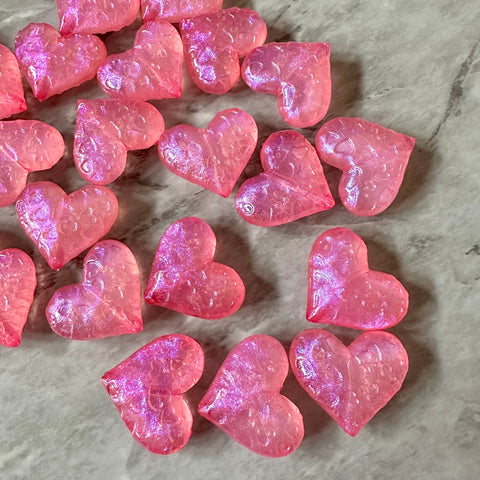 Hearts in Heart 30mm acrylic beads, Pink Resin shimmer chunky craft supplies wire bangle jewelry making love jewelry Valentine’s Day love