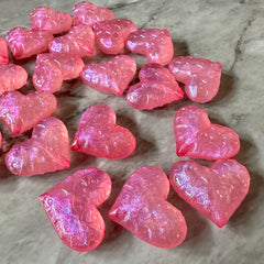 Hearts in Heart 30mm acrylic beads, Pink Resin shimmer chunky craft supplies wire bangle jewelry making love jewelry Valentine’s Day love