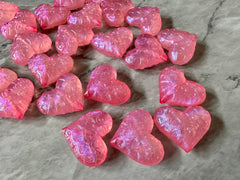 Hearts in Heart 30mm acrylic beads, Pink Resin shimmer chunky craft supplies wire bangle jewelry making love jewelry Valentine’s Day love