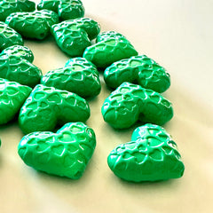 Hearts in Heart 30mm acrylic beads, Green Resin shimmer chunky craft supplies wire bangle jewelry making love jewelry Valentine’s Day love