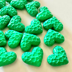 Hearts in Heart 30mm acrylic beads, Green Resin shimmer chunky craft supplies wire bangle jewelry making love jewelry Valentine’s Day love